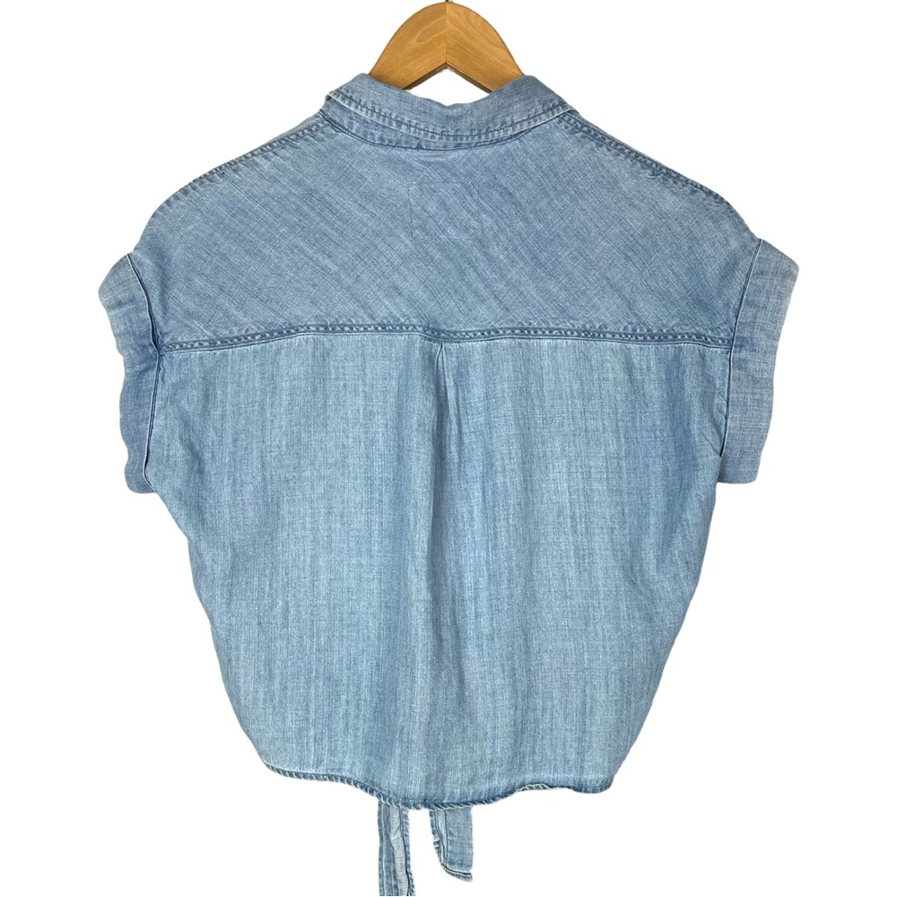Rails Amelie Tie Front Linen Blend Chambray Shirt… - image 6